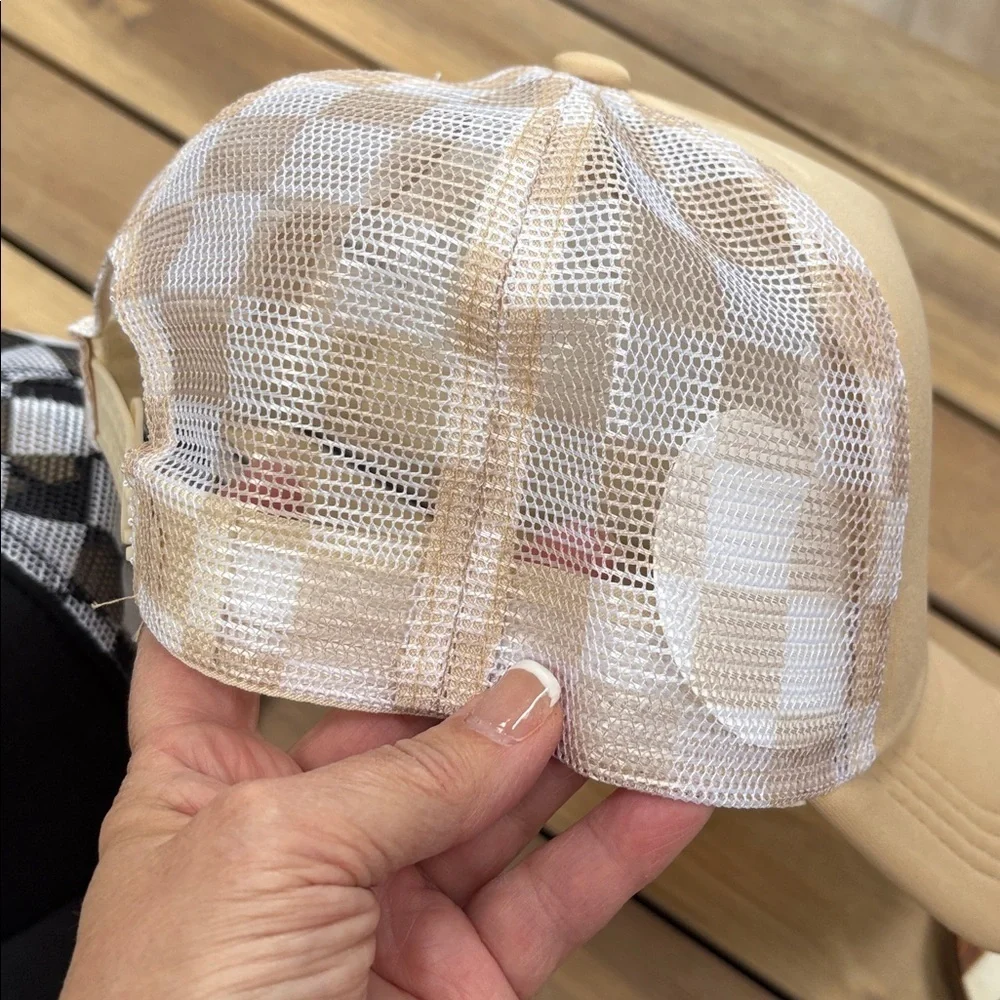 Personalized initial hat, checkerboard, trucker hat